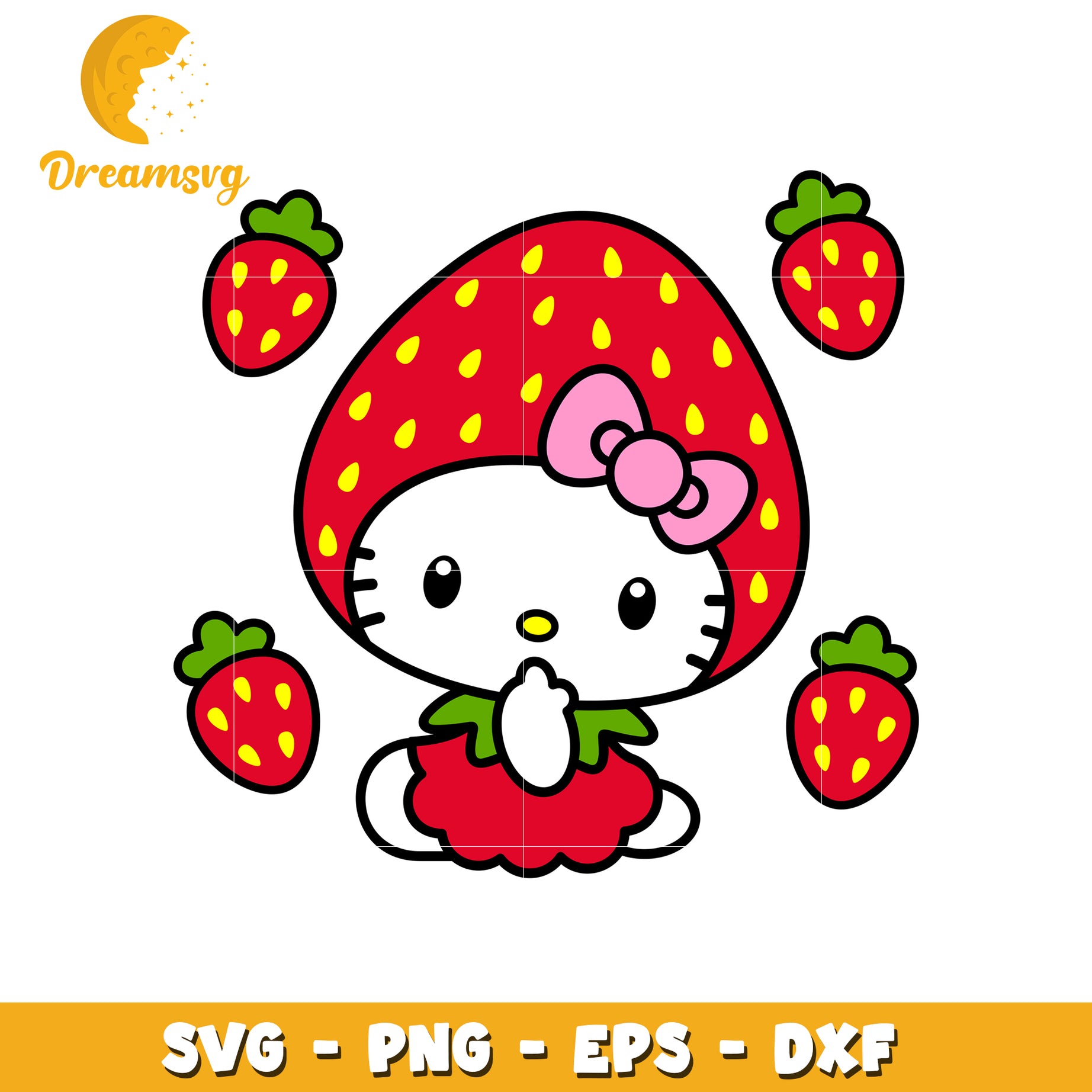 Hello Kitty Strawberry SVG PNG EPS DXF