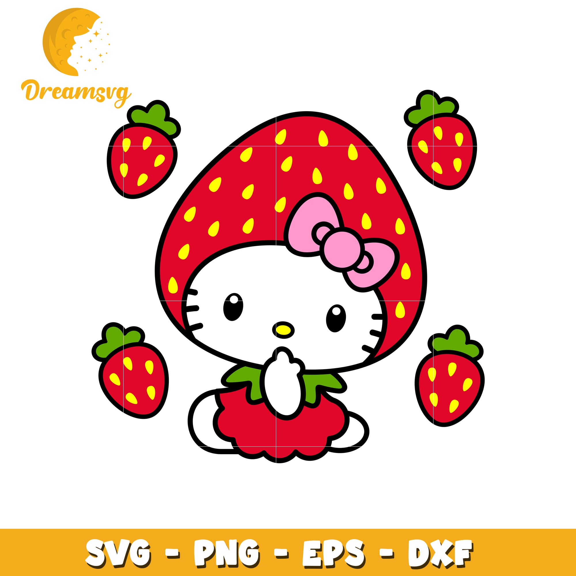Hello Kitty Strawberry SVG PNG EPS DXF