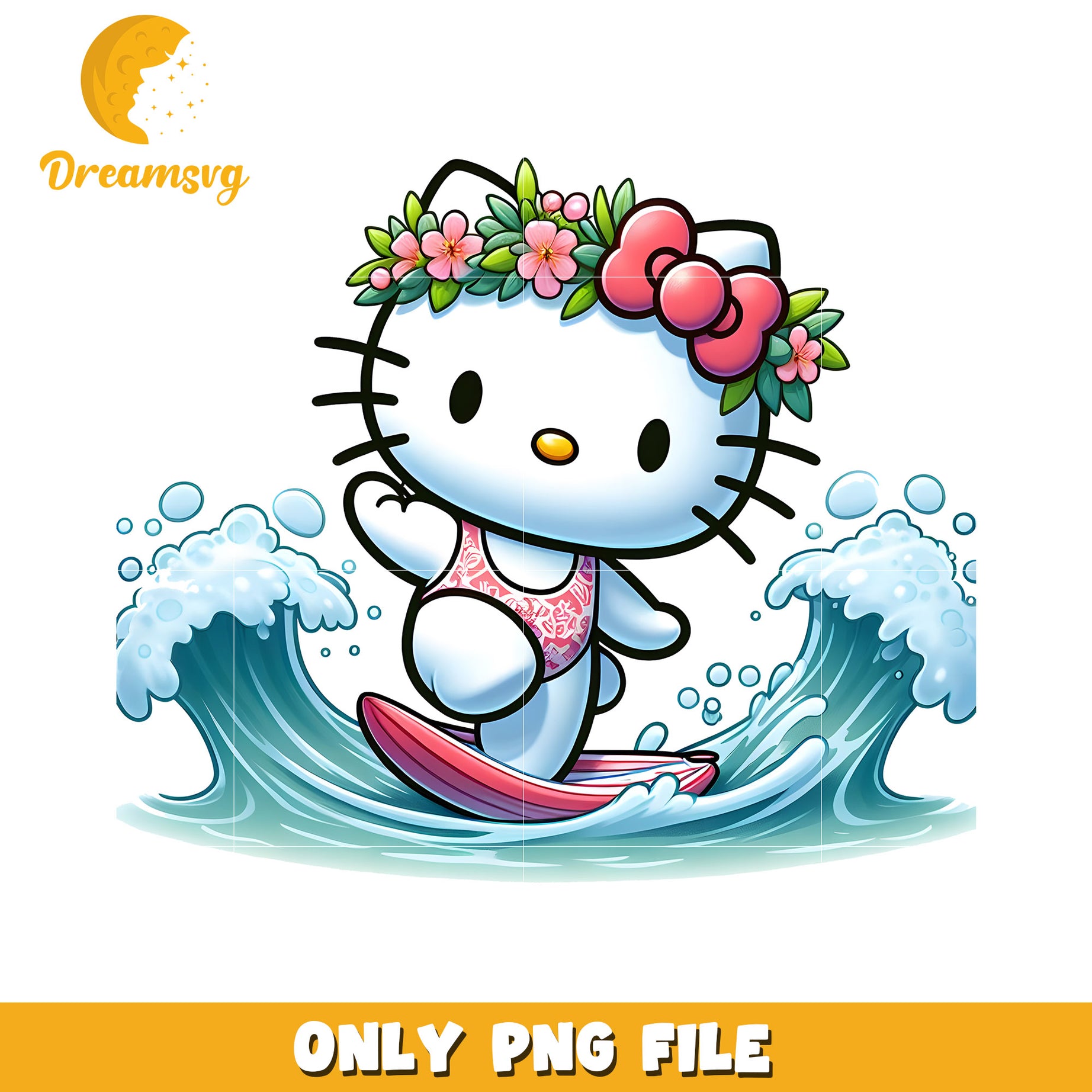 Hello Kitty Surfing PNG Image Download