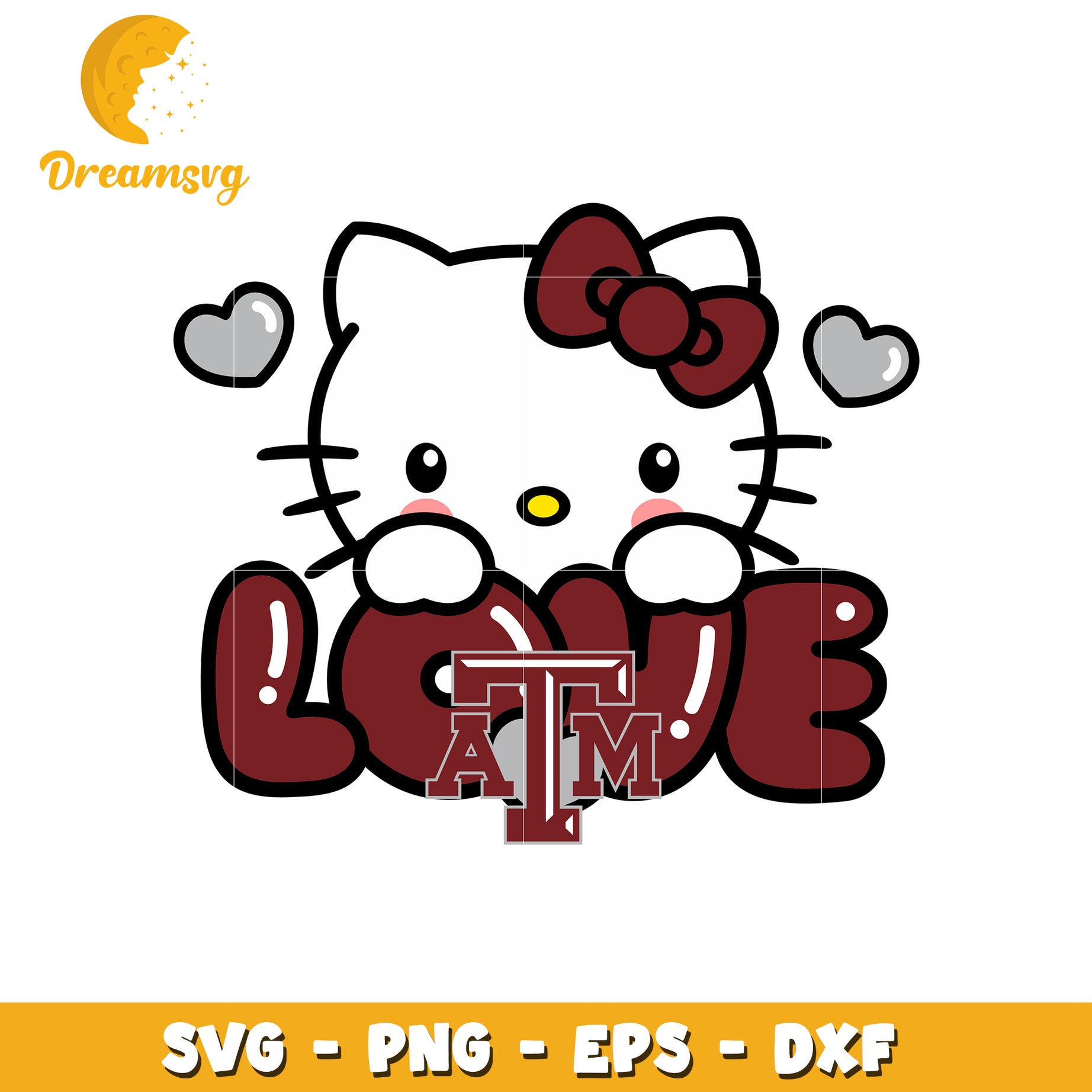Hello Kitty TAMU Love SVG