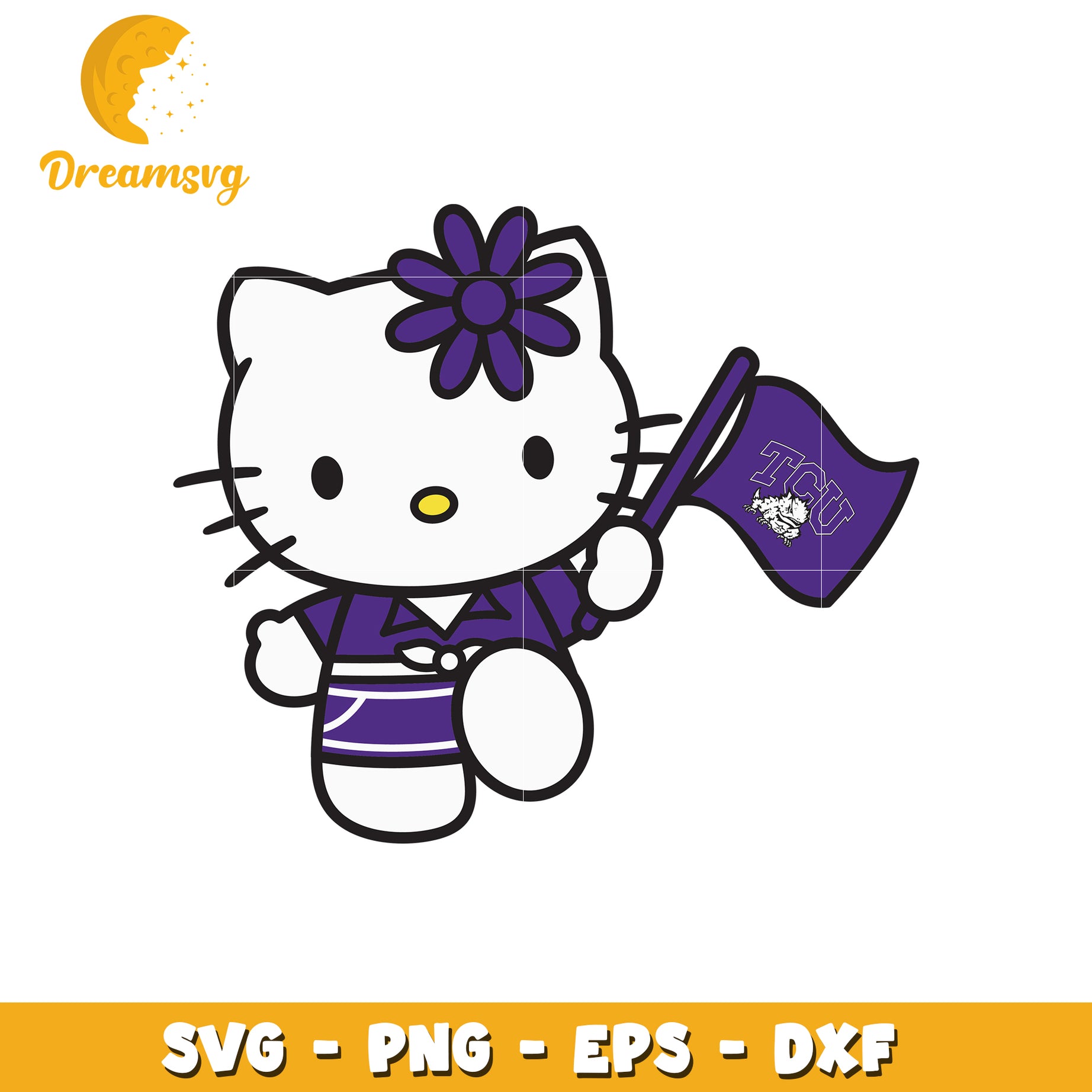 Hello Kitty TCU SVG Design Cheerful Purple Flag