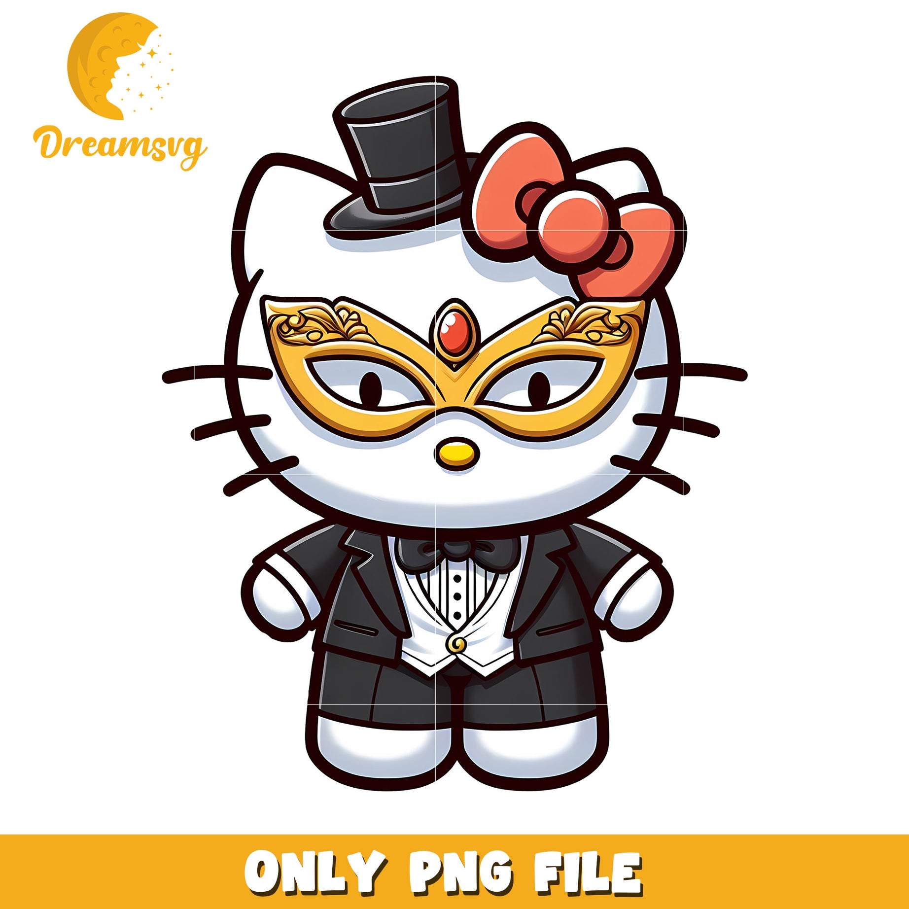 Hello Kitty Tuxedo PNG Masked Cat Image