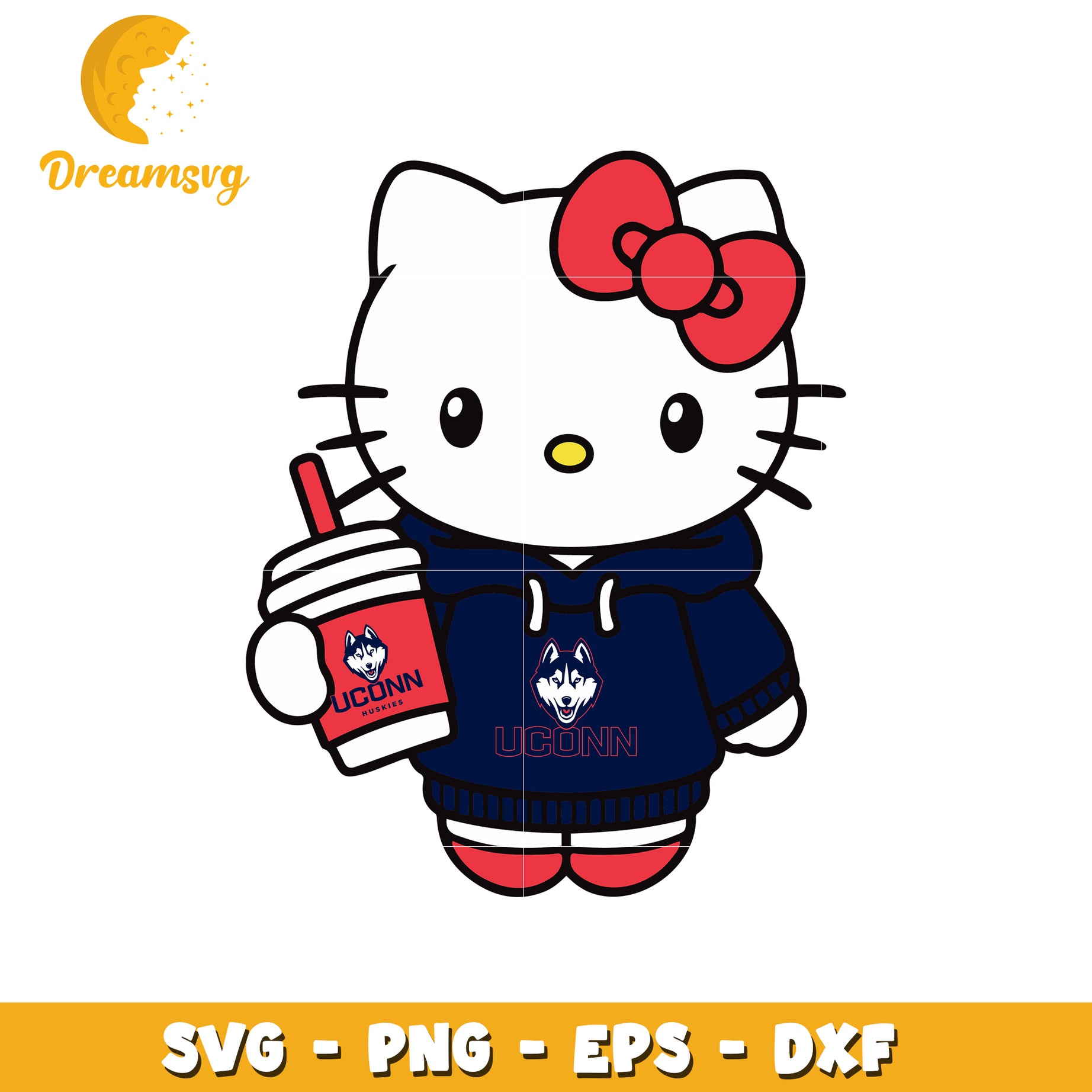 Hello Kitty UCONN Huskies SVG