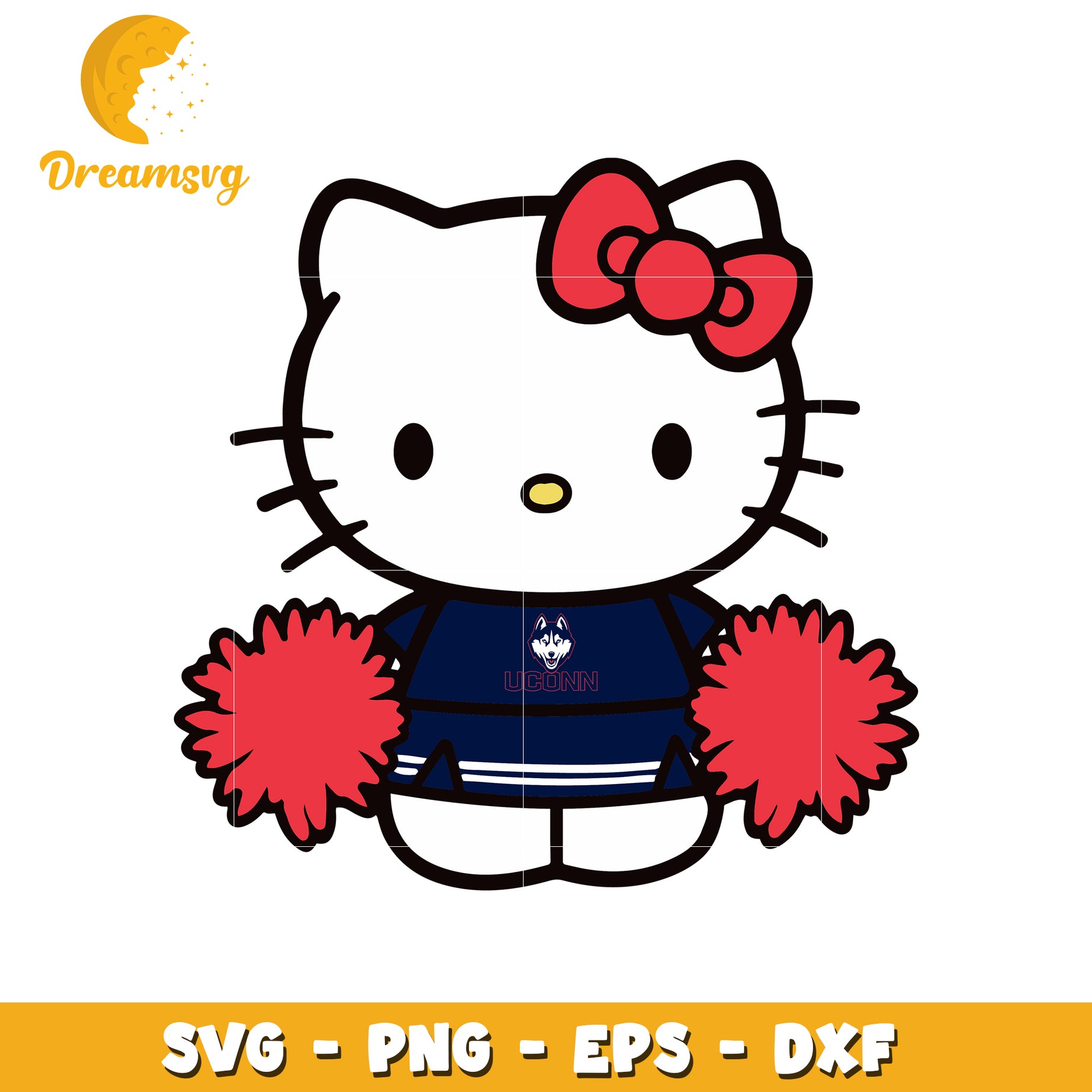 Hello Kitty UConn Cheerleader SVG