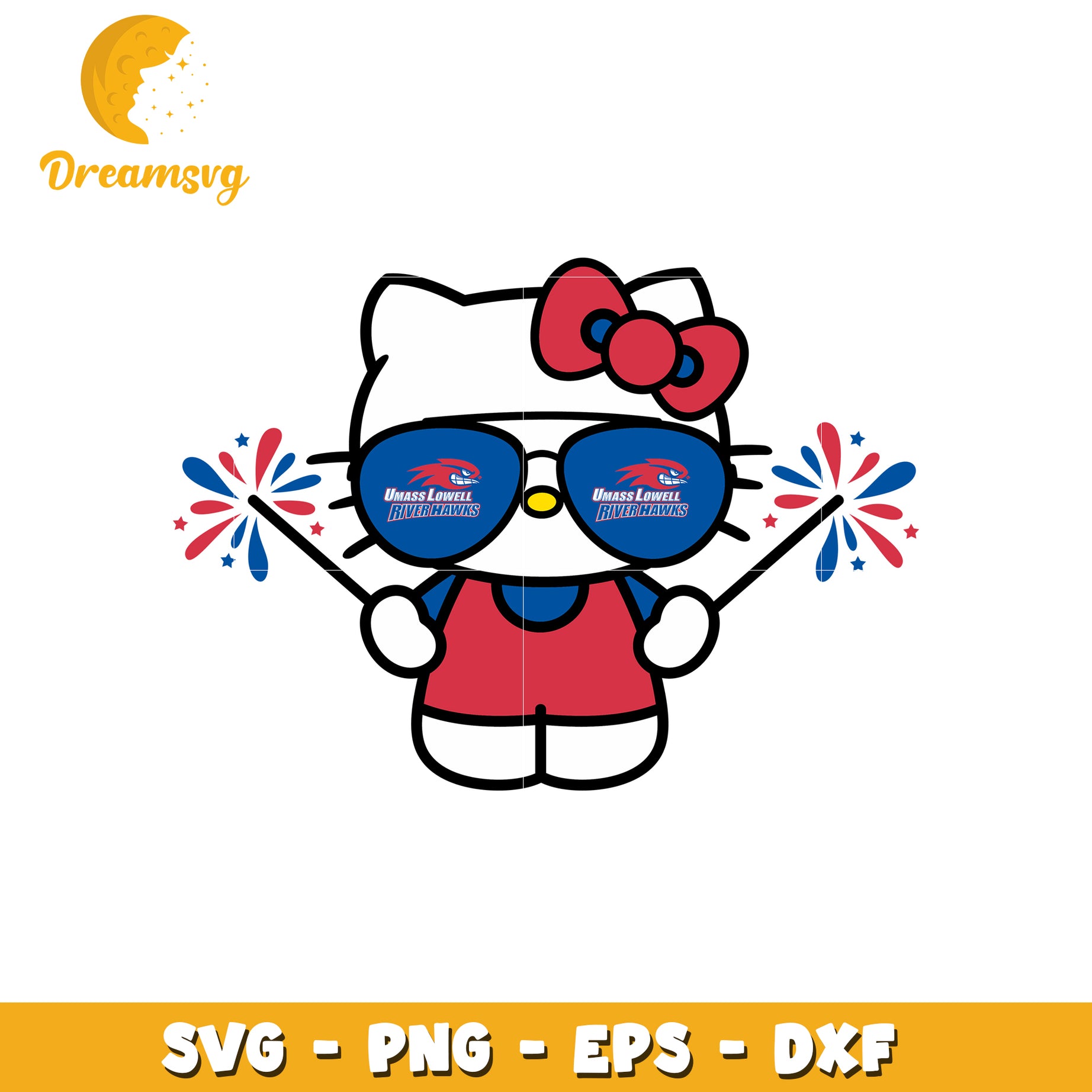 Hello Kitty UMass Lowell River Hawks SVG Design