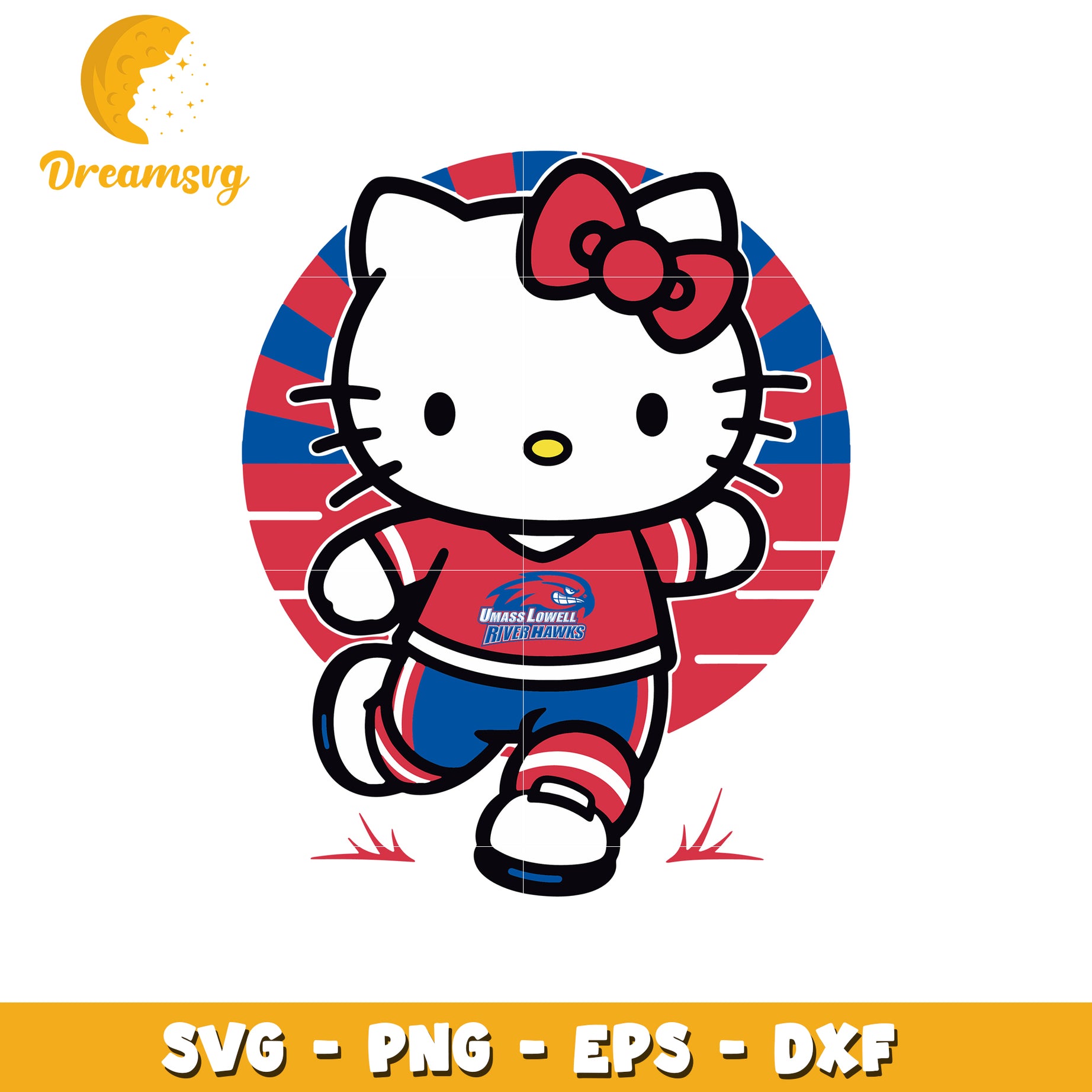 Hello Kitty UMass Lowell River Hawks SVG Design Art
