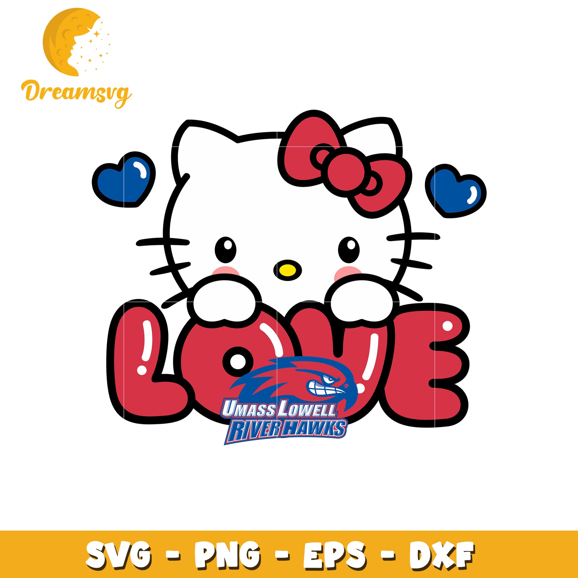 Hello Kitty UMass Lowell SVG Love Design