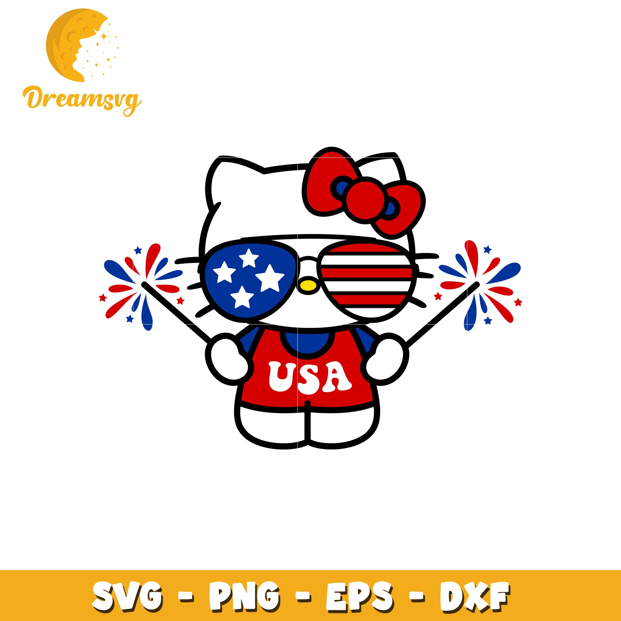 Hello Kitty USA Fourth of July SVG Design