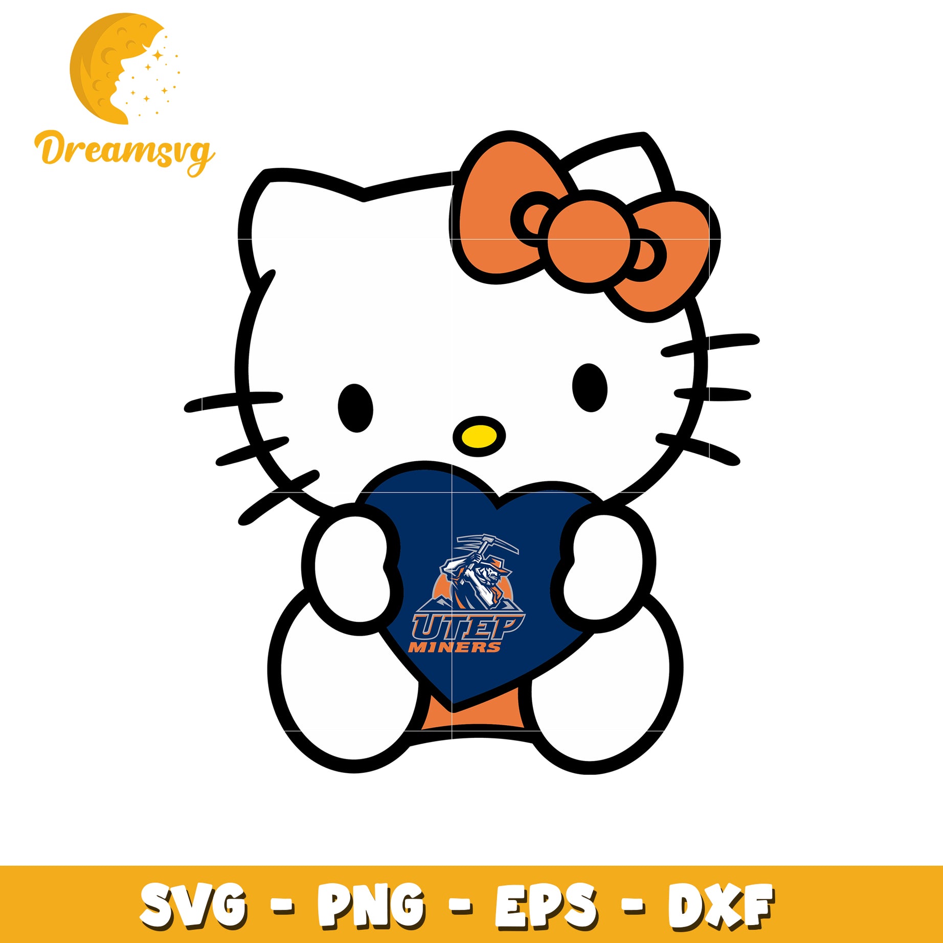 Hello Kitty UTEP Miners Heart SVG Design File