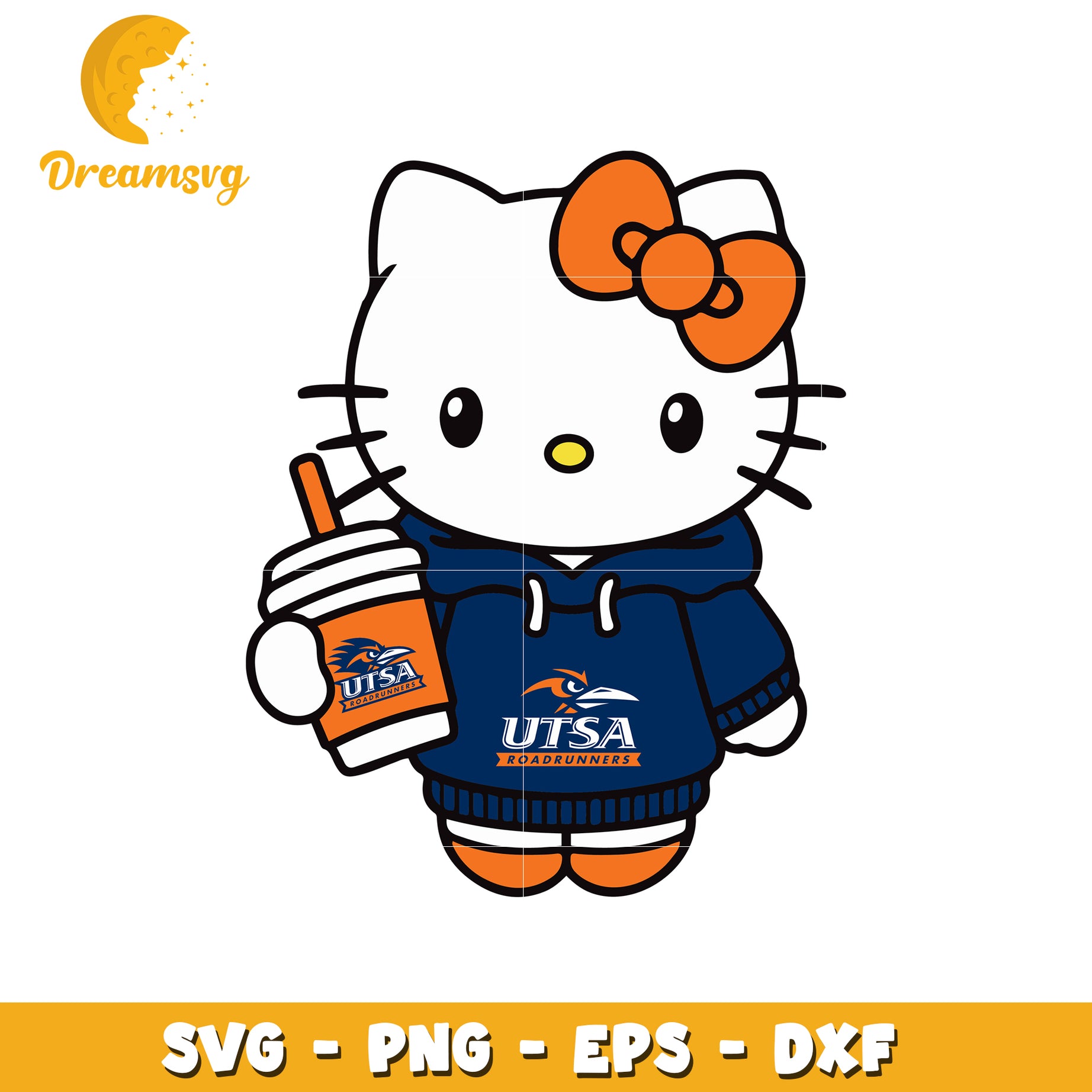 Hello Kitty UTSA Roadrunners SVG Cut File Design