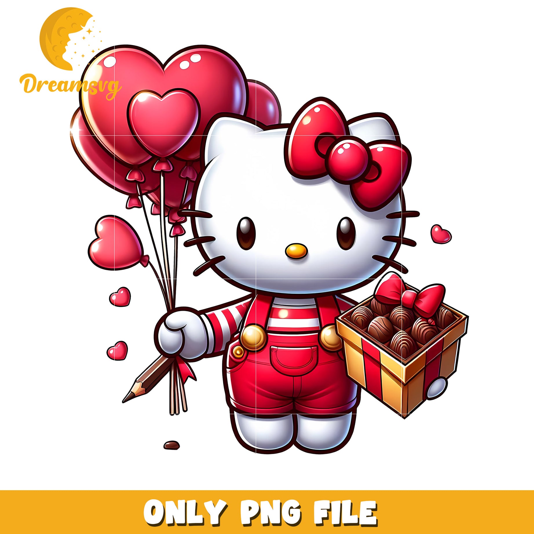 Hello Kitty Valentine PNG Chocolates & Balloons