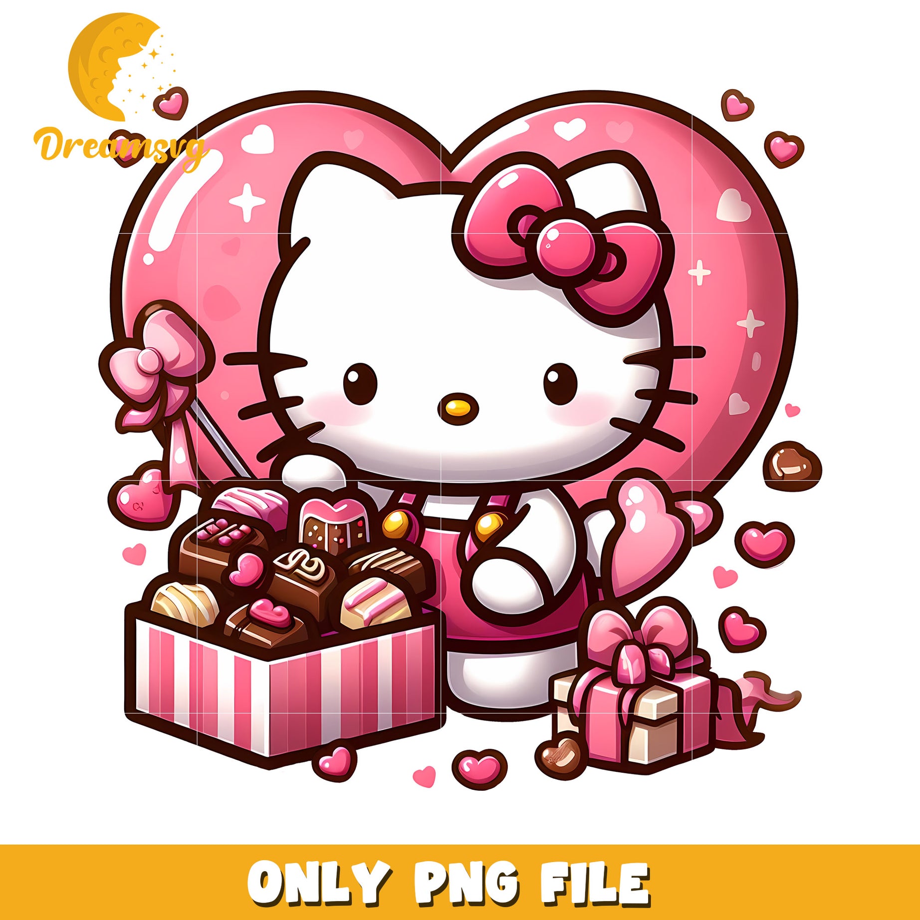 Hello Kitty Valentine PNG Chocolates & Hearts