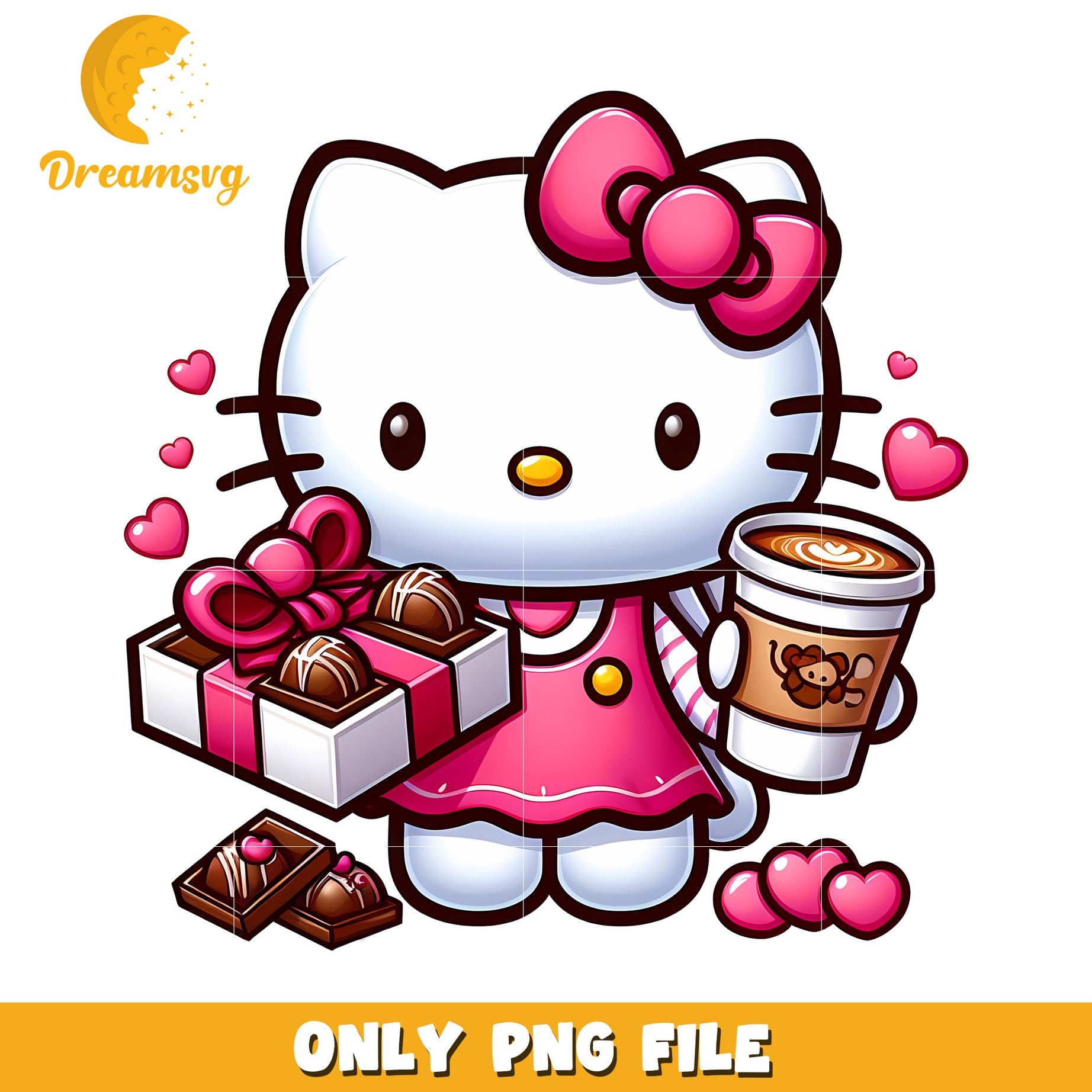 Hello Kitty Valentine PNG Coffee & Chocolates