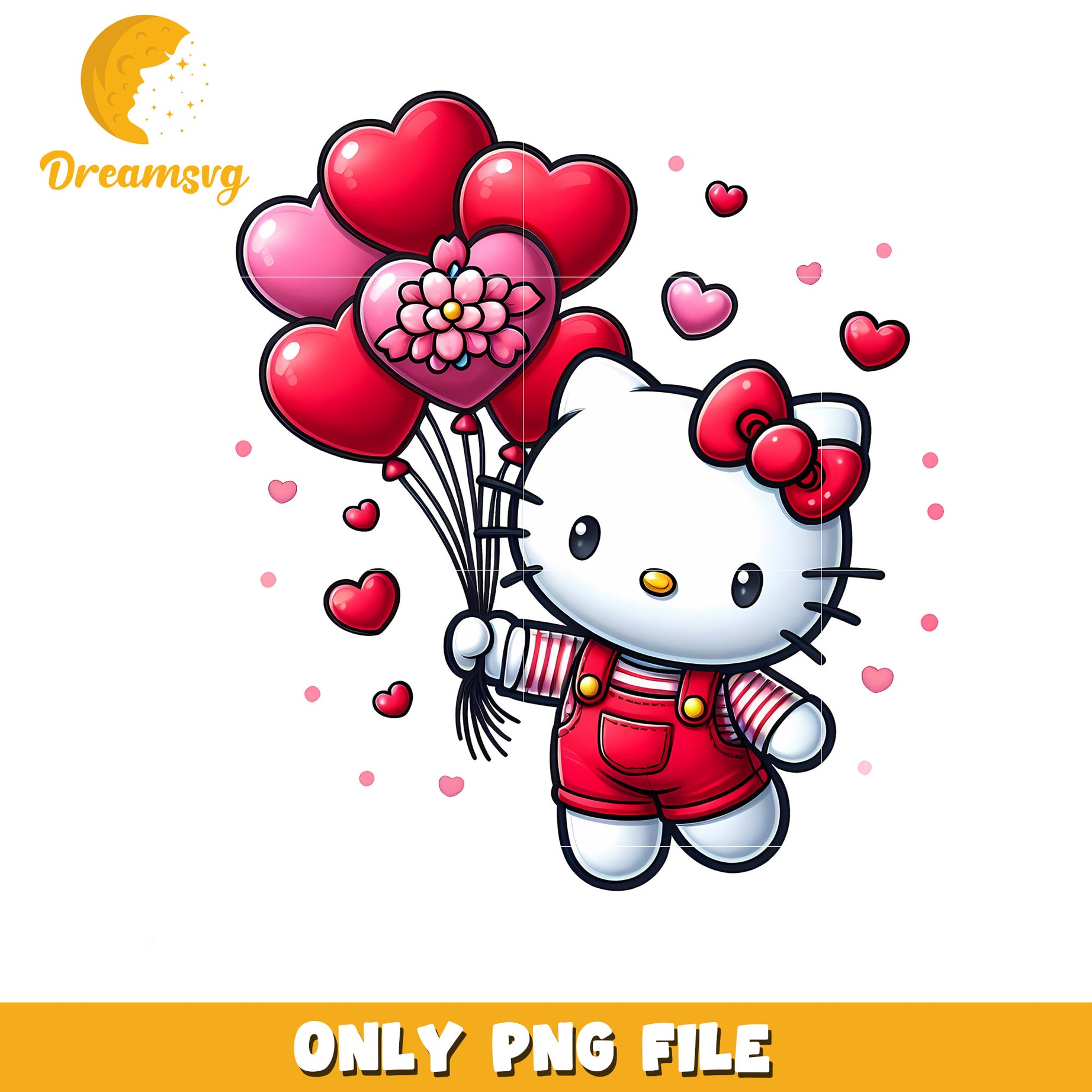 Hello Kitty Valentine PNG Cute Heart Balloons