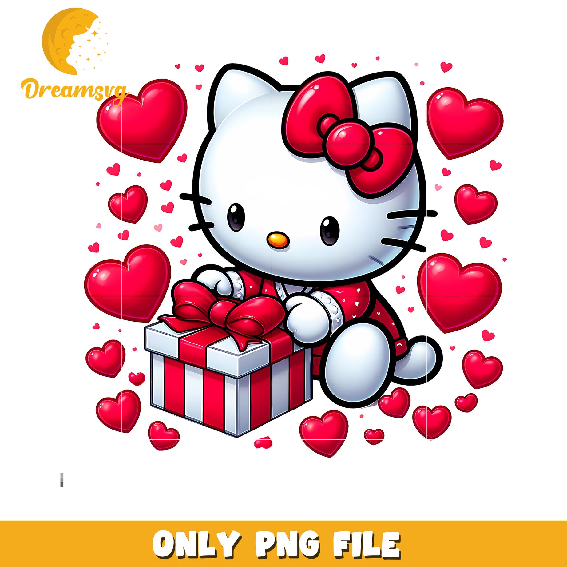 Hello Kitty Valentine PNG Gift & Hearts