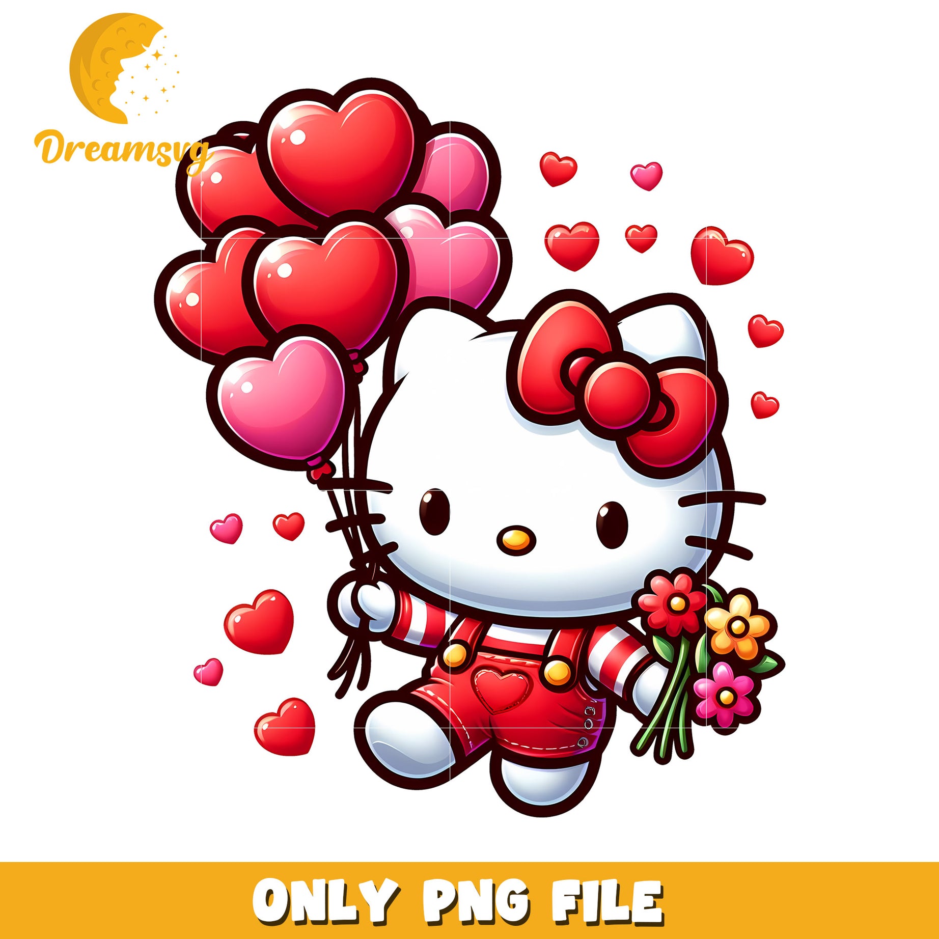 Hello Kitty Valentine PNG Heart Balloons