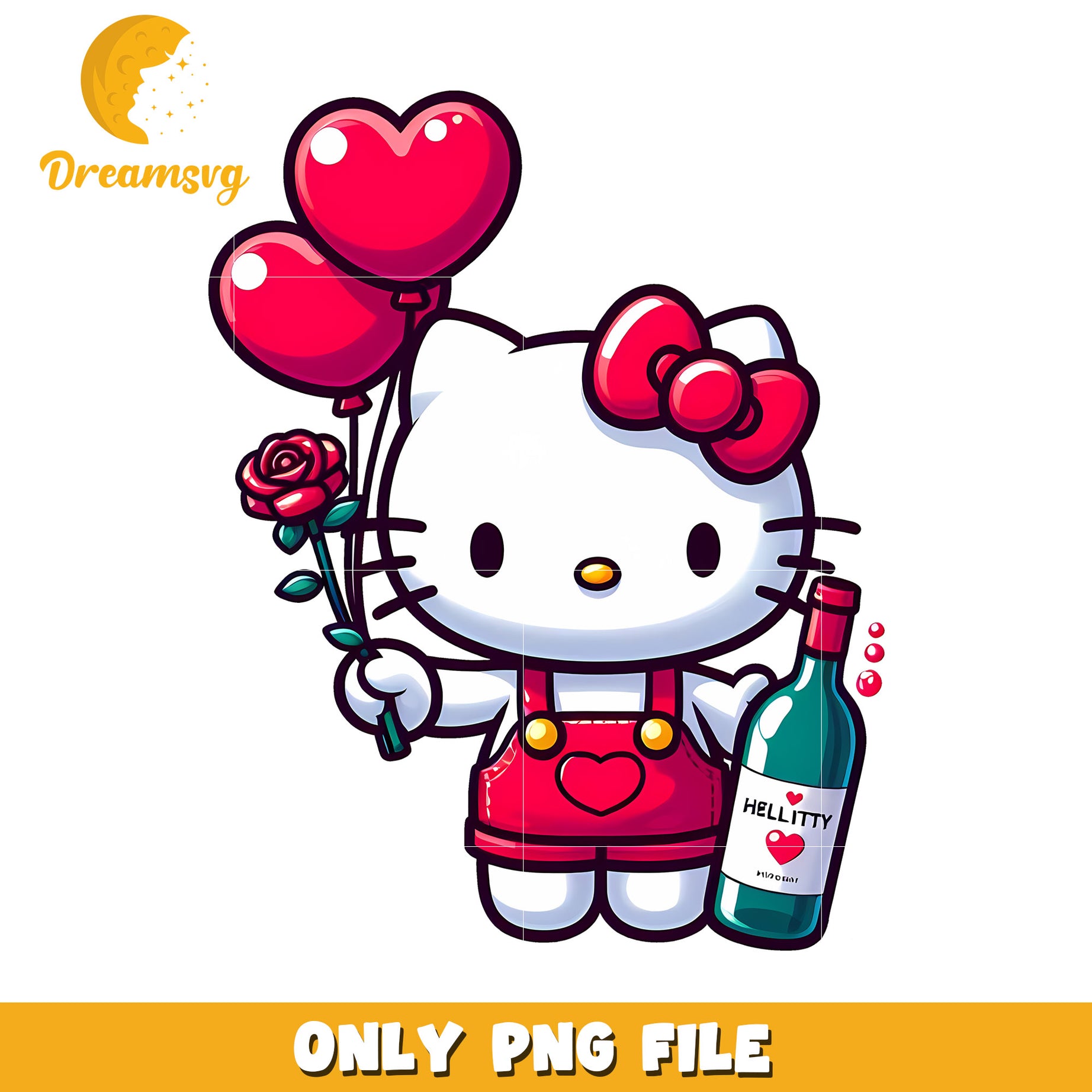 Hello Kitty Valentine PNG Love Wine Rose