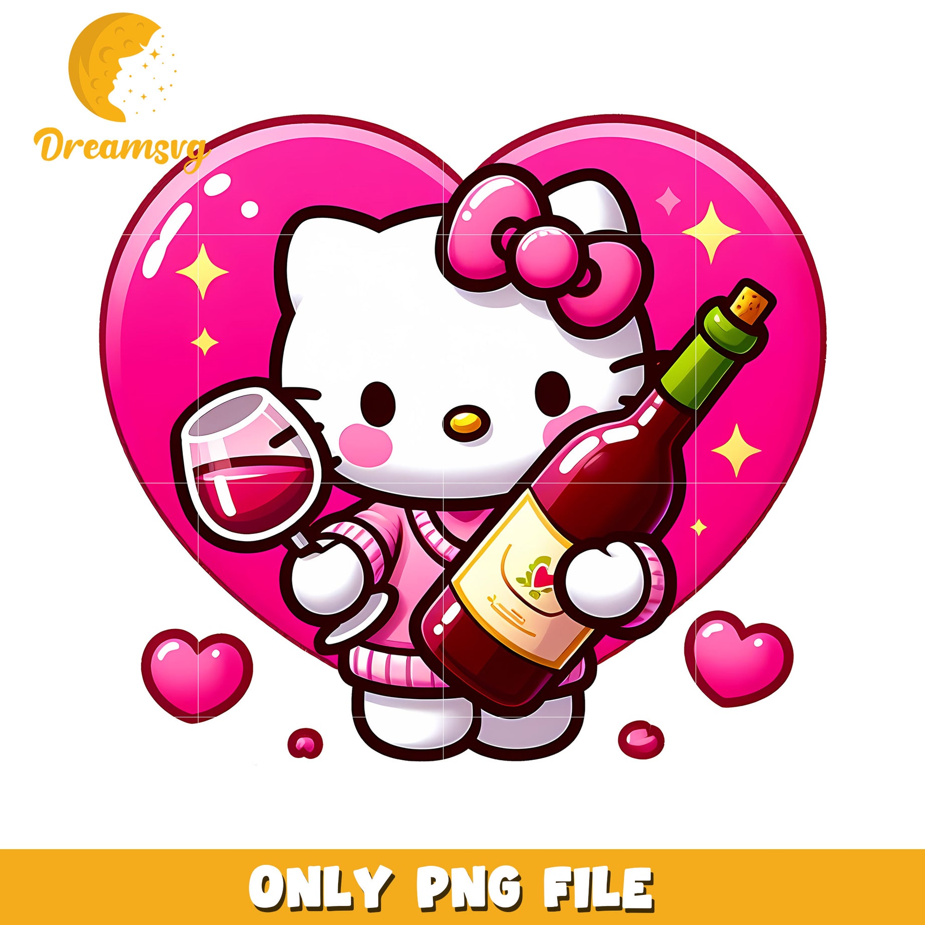 Hello Kitty Wine PNG Sublimation