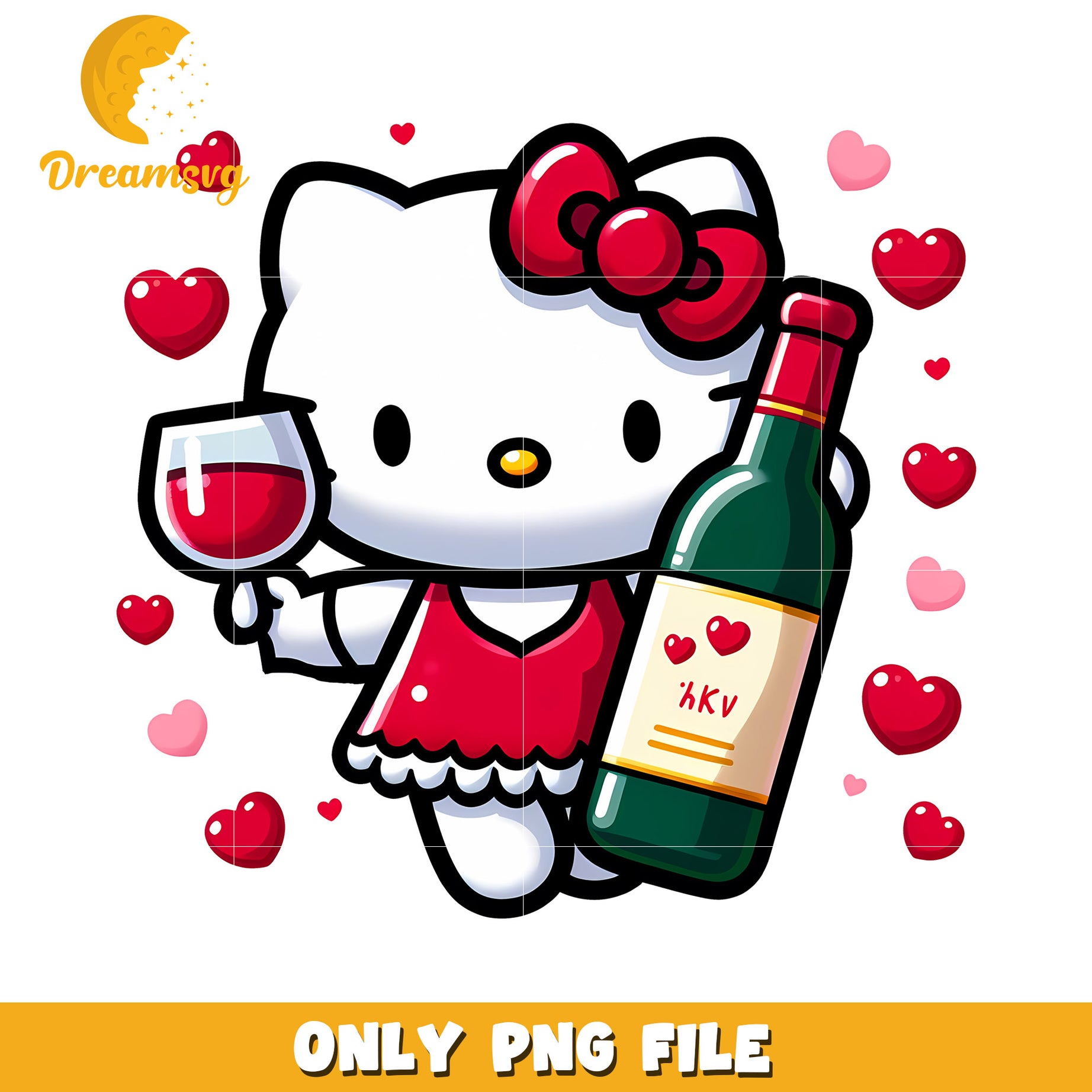 Hello Kitty Wine PNG Valentines Day