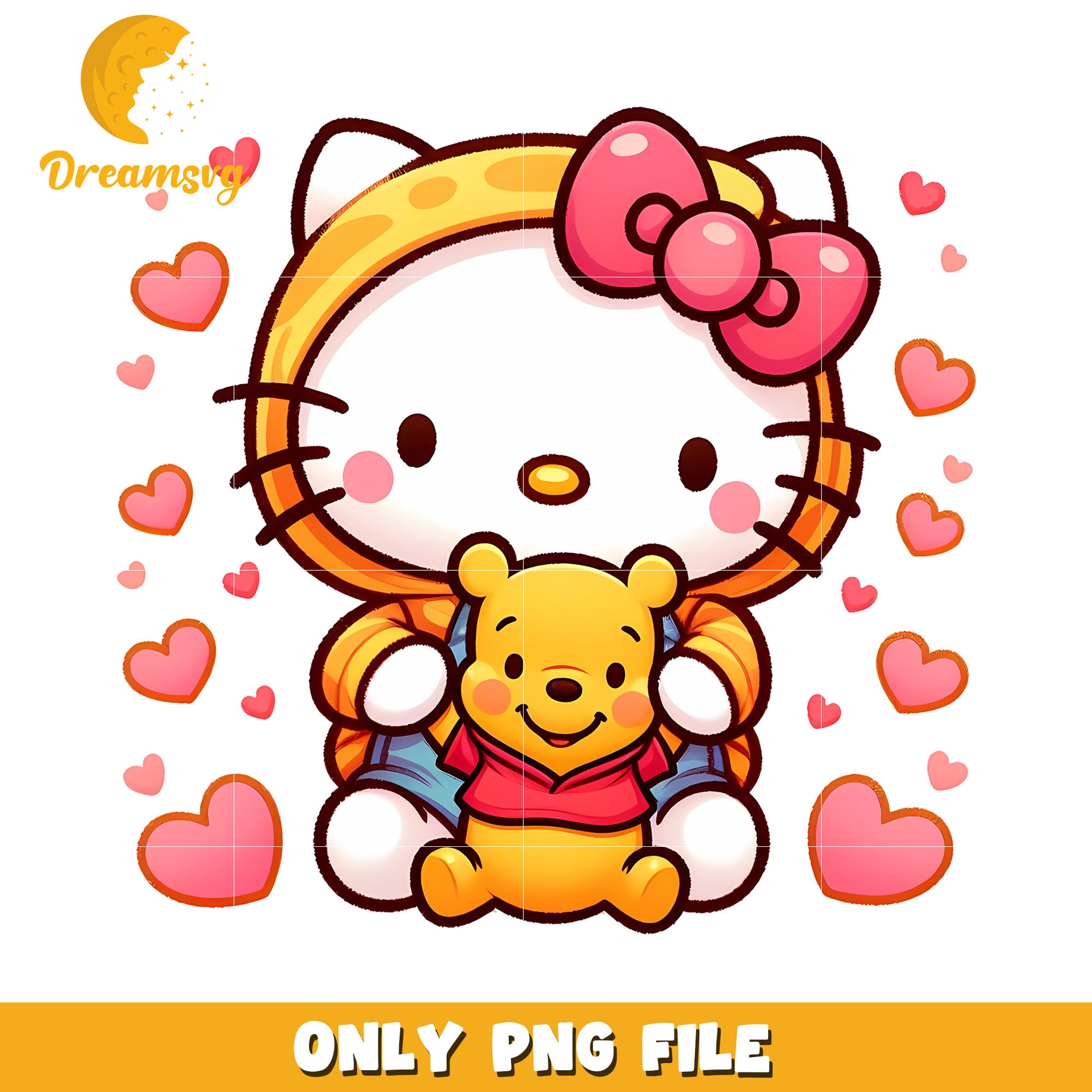 Hello Kitty Winnie the Pooh PNG Cute Clipart