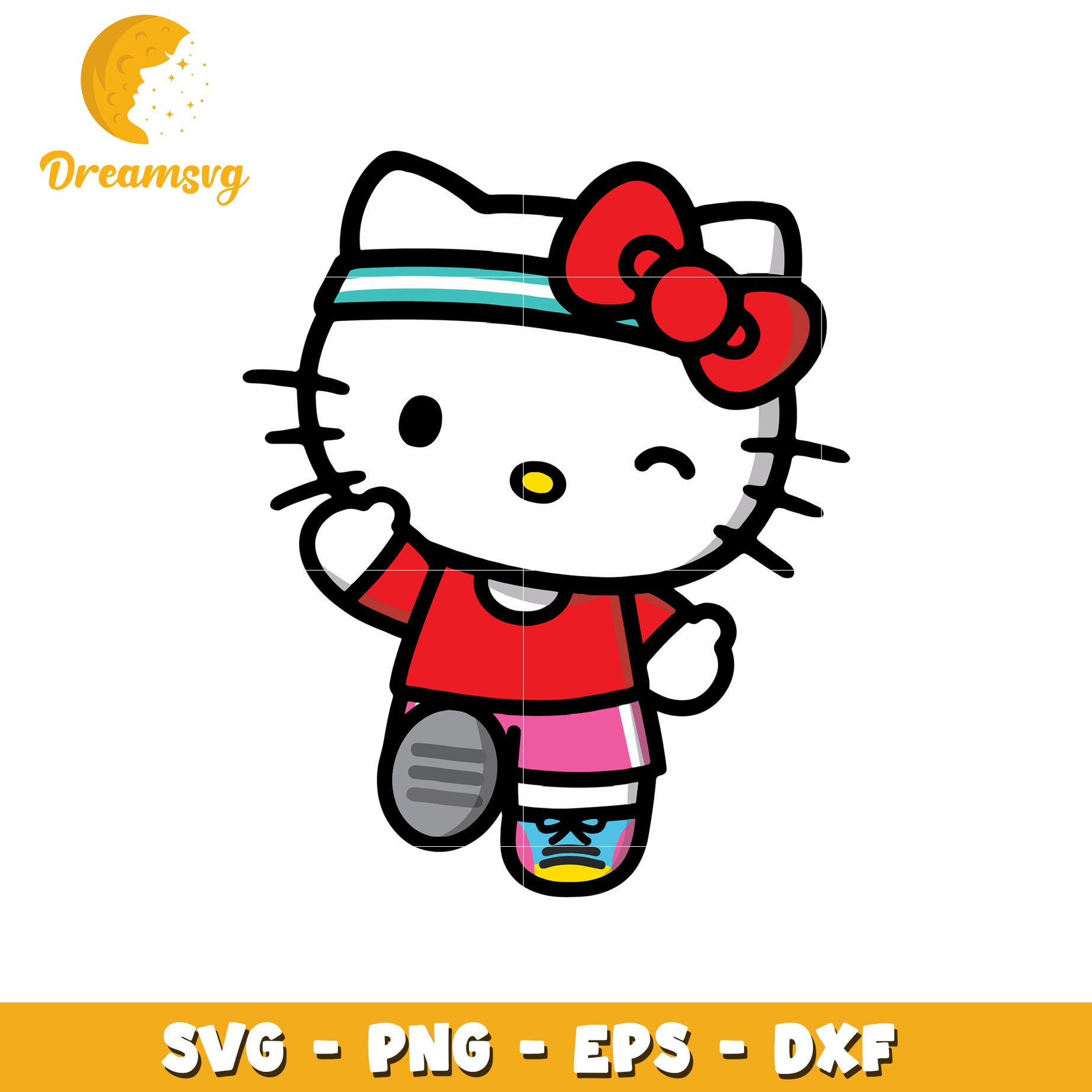 Hello Kitty Workout SVG PNG EPS DXF