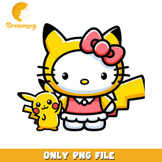 Hello Kitty and Pikachu Character PNG File Downloadable Art
