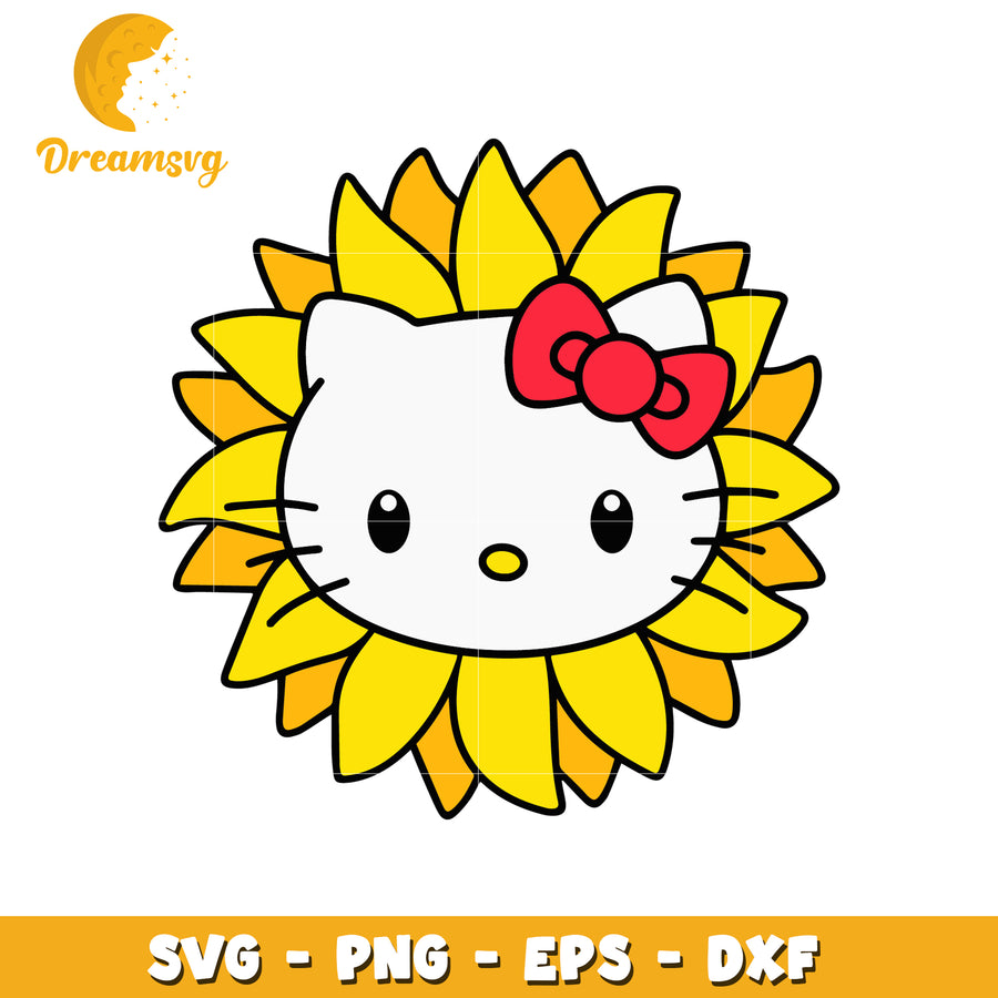 Hello Kitty face sunflower svg, hello kitty svg, sunflower svg