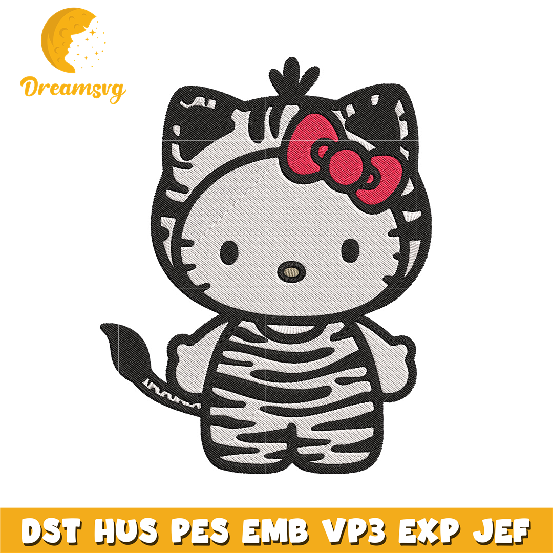 Hello kitty zebra Embroidery Design