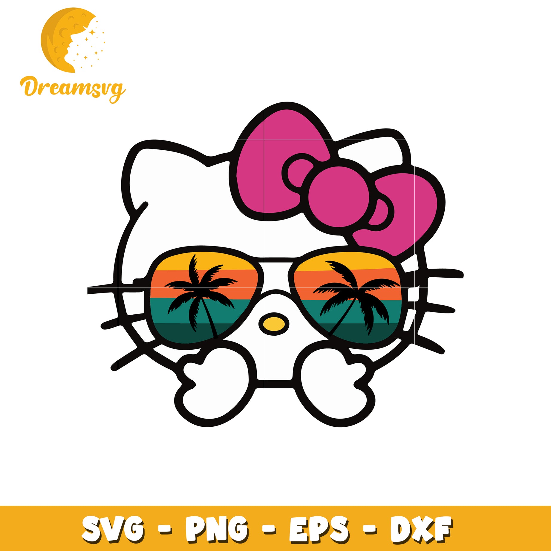 Hello Kitty summer sunglasses svg, hello glasses svg, cartoon svg