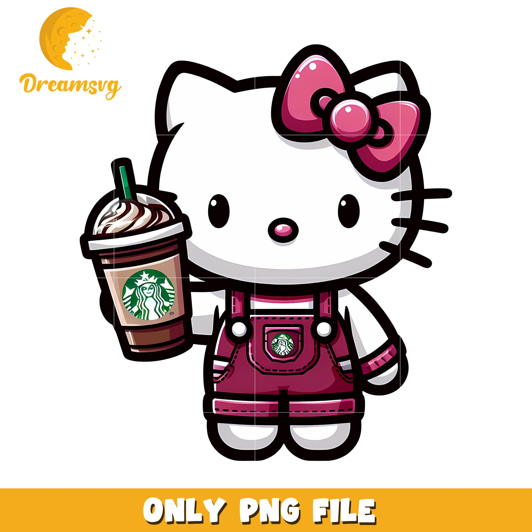 Hello Kitty with Starbucks Drink PNG File for Download