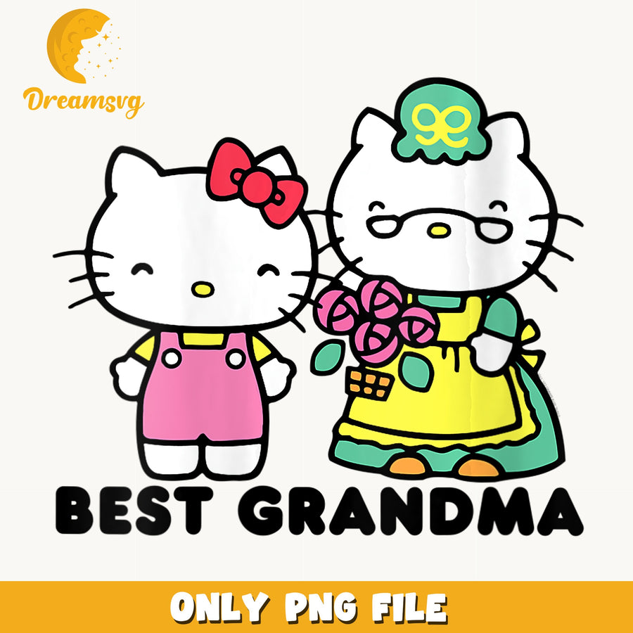 Hello Kitty And Grandma Duo PNG, Sanrio Best Grandma, Flowers PNG