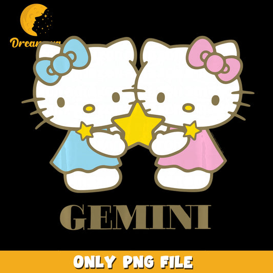 Hello Kitty Gemini Zodiac Twin Stars PNG, Sanrio Astrology, Kawaii PNG