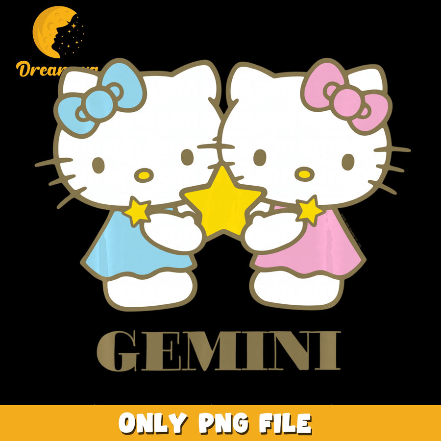 Hello Kitty Gemini Zodiac Twin Stars PNG, Sanrio Astrology, Kawaii PNG