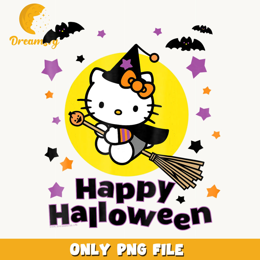 Hello Kitty Halloween Witch PNG, Sanrio Happy Halloween, Broom PNG
