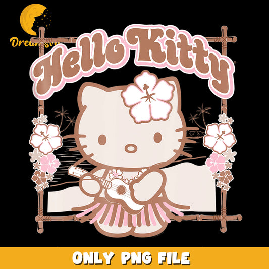 Hello Kitty Hawaiian Hula Ukulele Hibiscus PNG, Sanrio Summer, Beach
