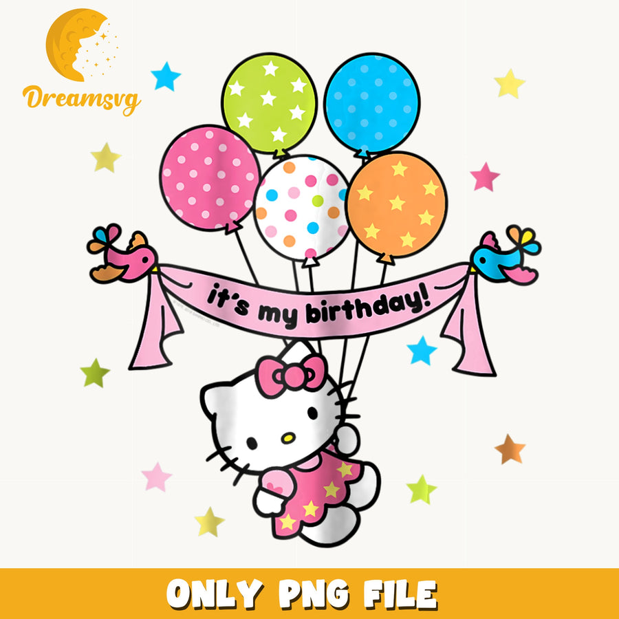 Hello Kitty Its My Birthday PNG, Sanrio Birthday Balloons, Party PNG