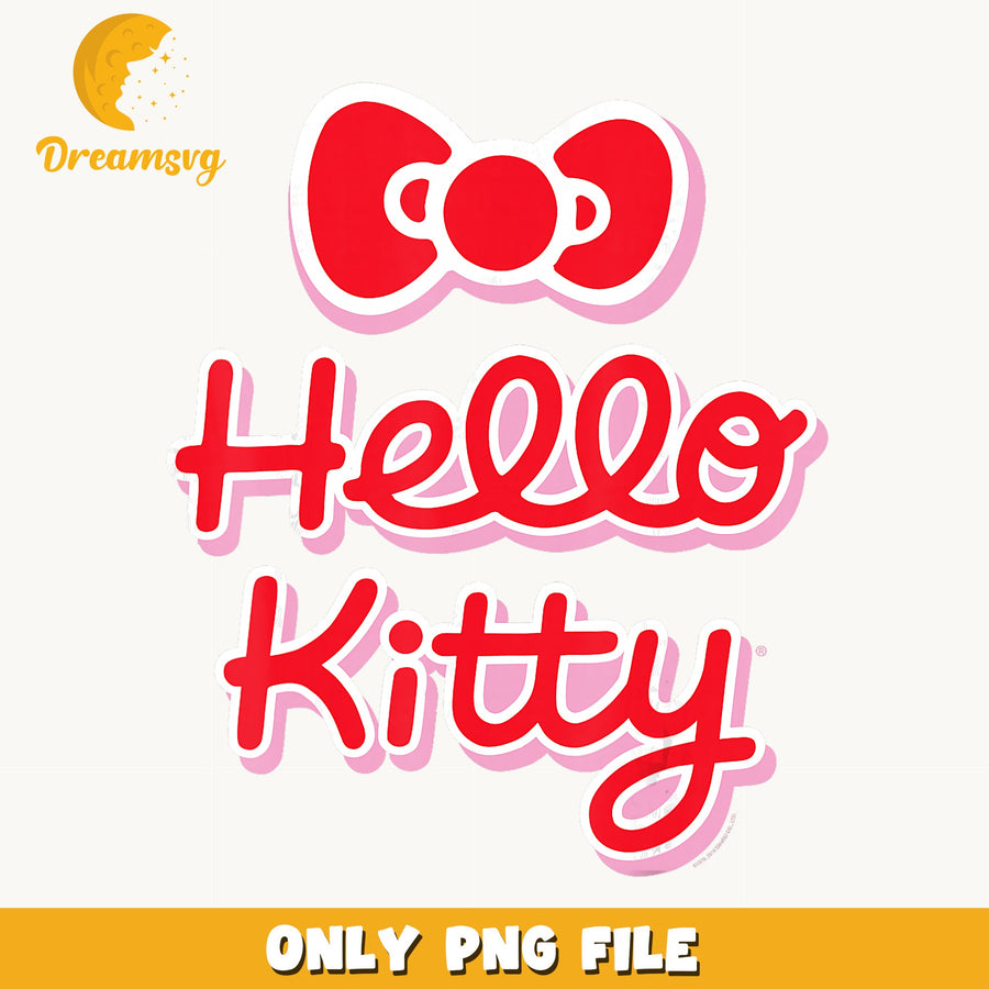 Hello Kitty Logo Red Bow PNG, Sanrio Sticker Design, Cute PNG