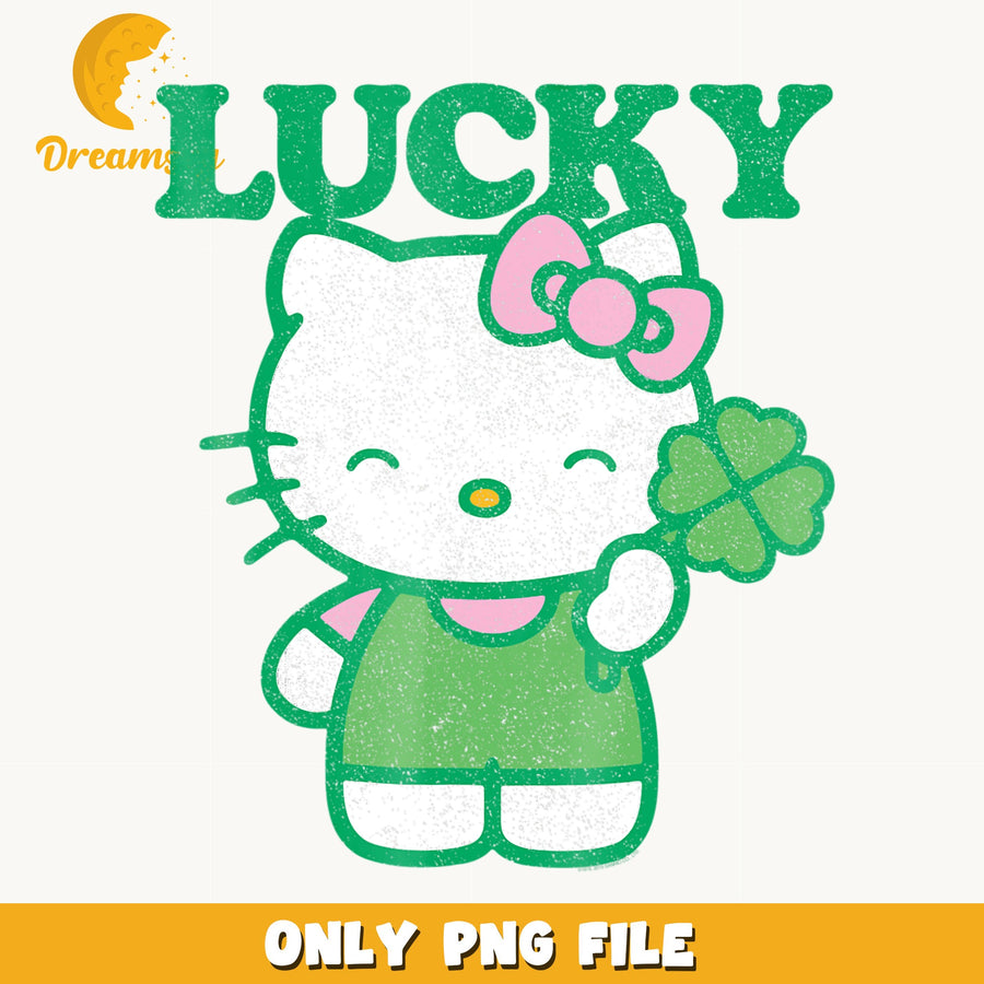 Hello Kitty Lucky St Patricks Day PNG, Sanrio Shamrock, Clover PNG