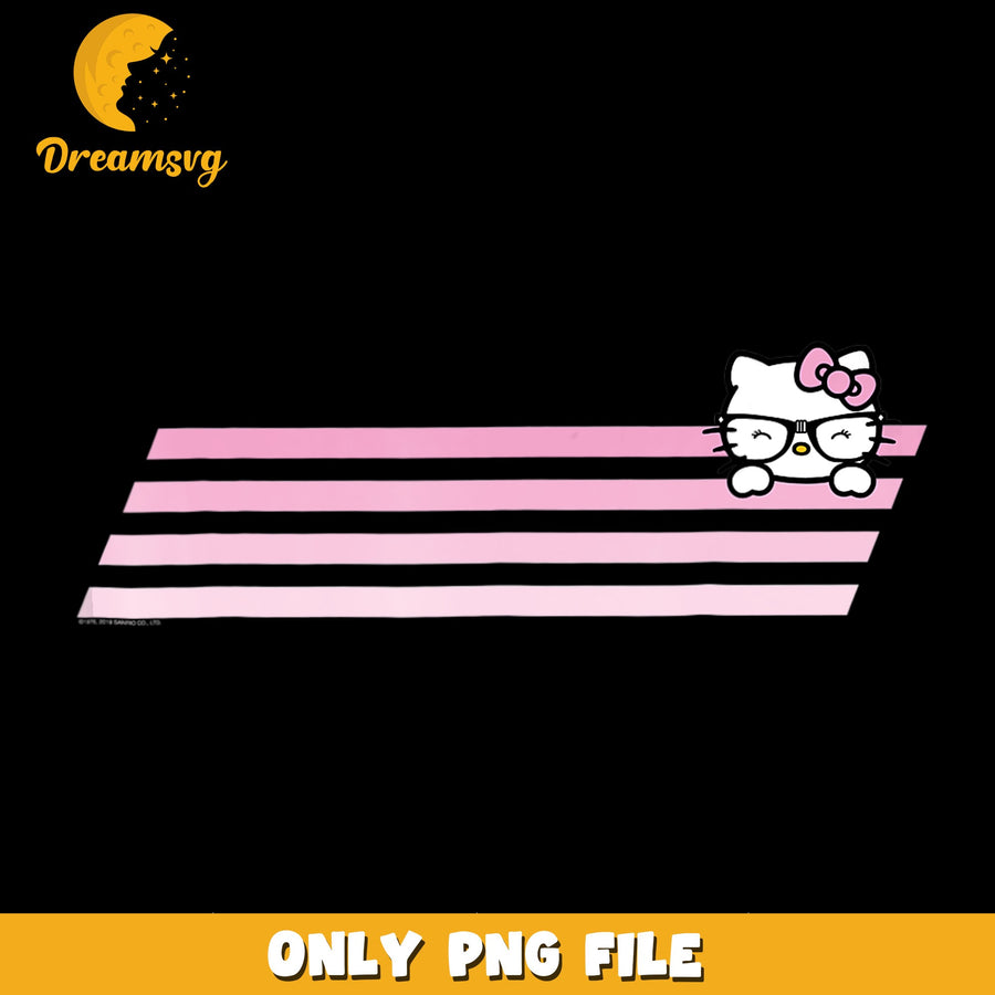 Hello Kitty Pink Stripes Glasses Sanrio PNG, Cute Kitty, Kawaii PNG