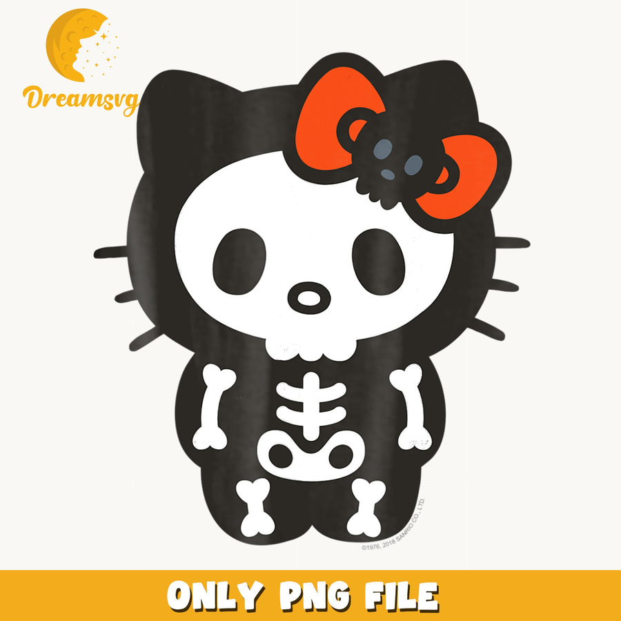 Hello Kitty Skeleton Halloween PNG, Sanrio Spooky Design, Bones PNG