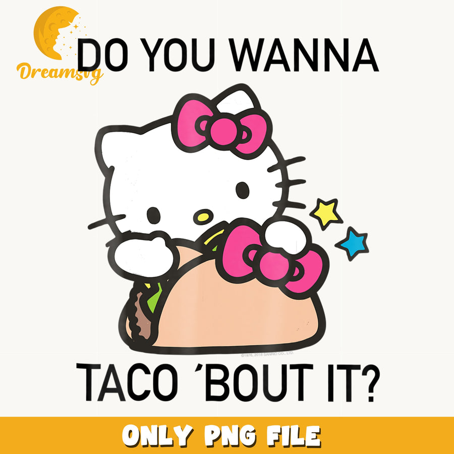 Hello Kitty Taco Bout It PNG, Sanrio Funny Food Design, Cute PNG