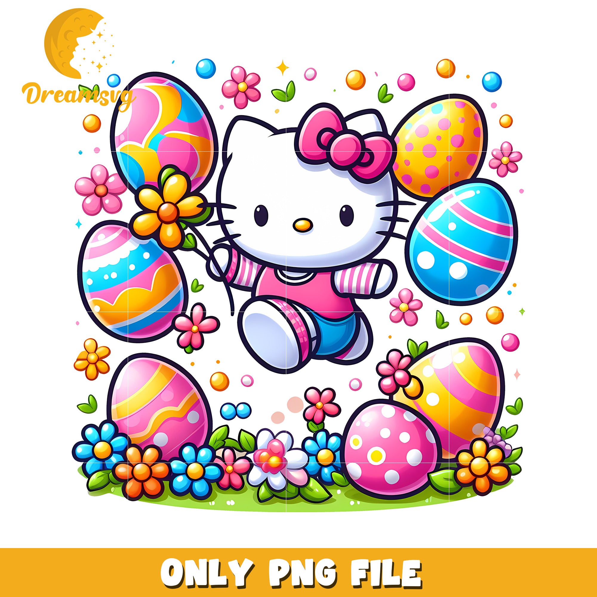 Hello kitty and easter eggs png, easter day png, hello kitty png
