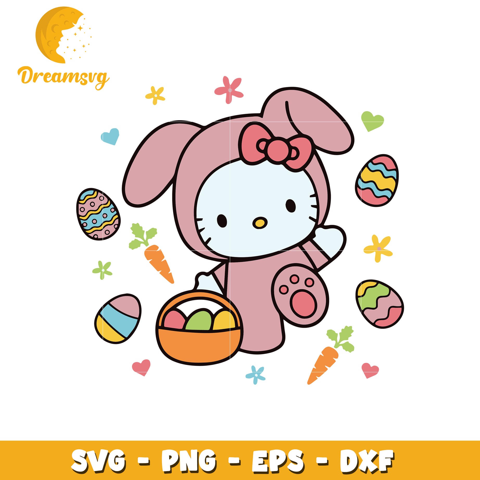 Hello kitty bunny easter eggs svg, hello kitty svg, easter day svg