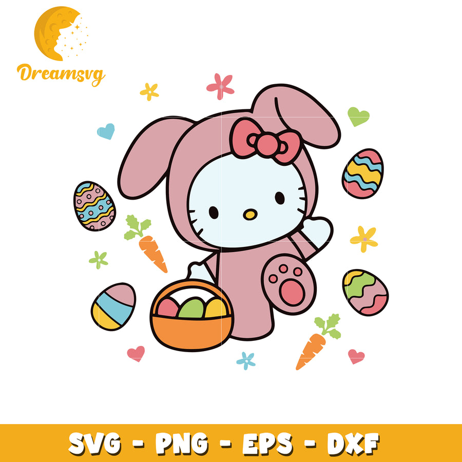 Hello kitty bunny easter eggs svg, hello kitty svg, easter day svg