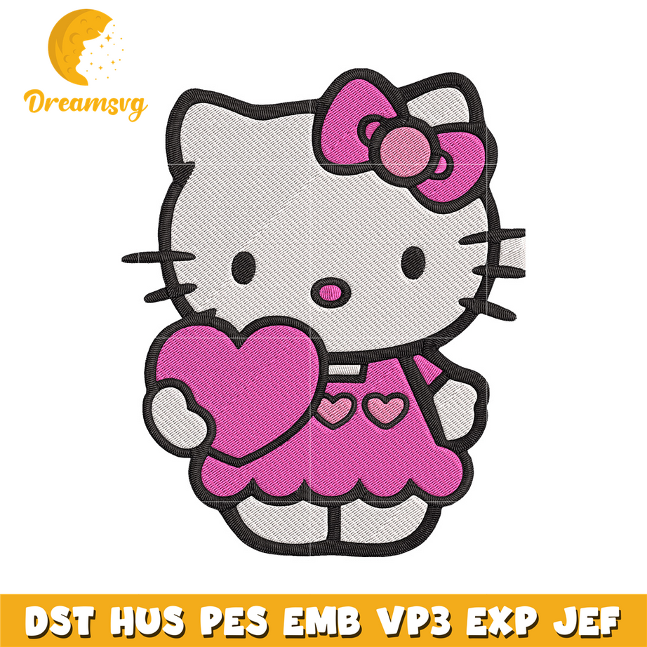 Hello kitty heart Embroidery Design