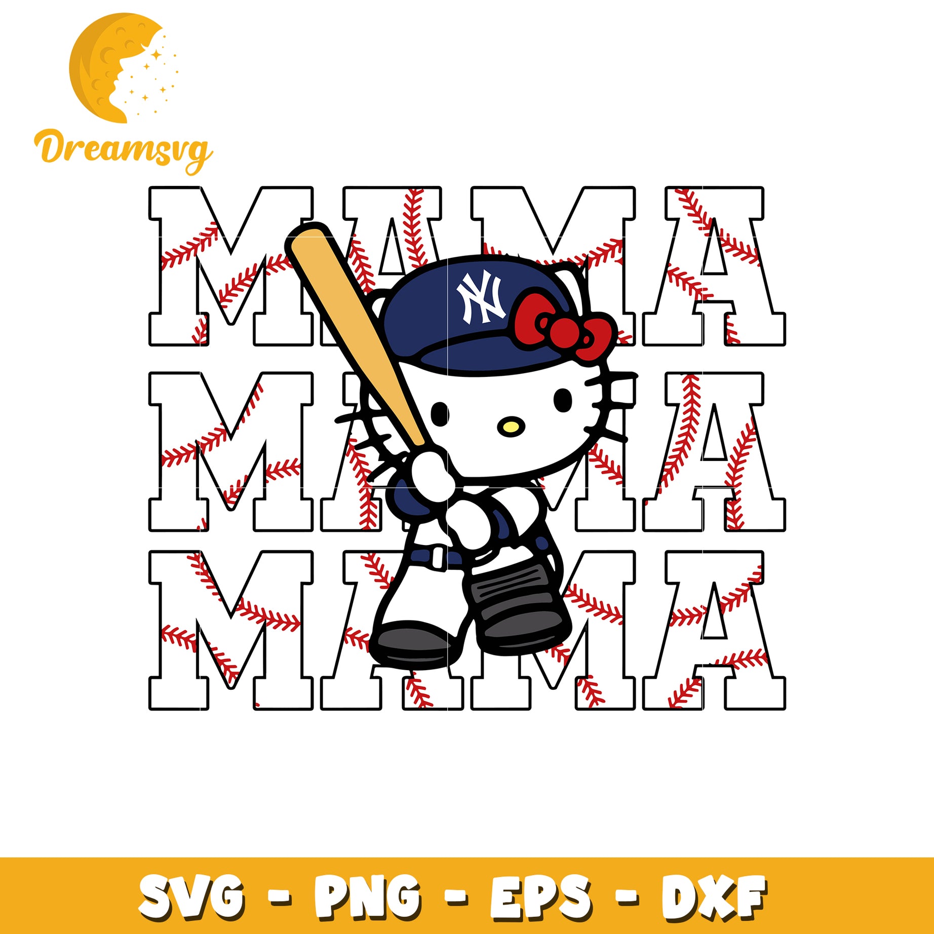 Hello kitty mama NY yankees baseball svg, hello kitty svg