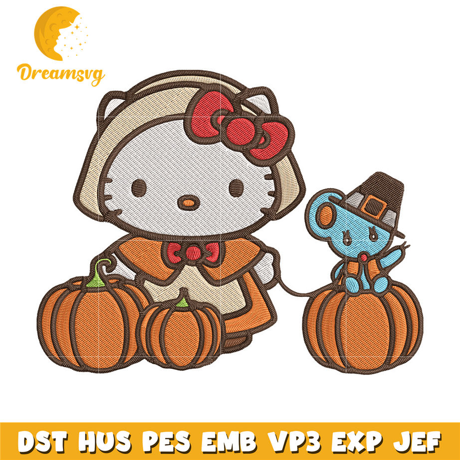 Hello kitty pumpkin Embroidery Design