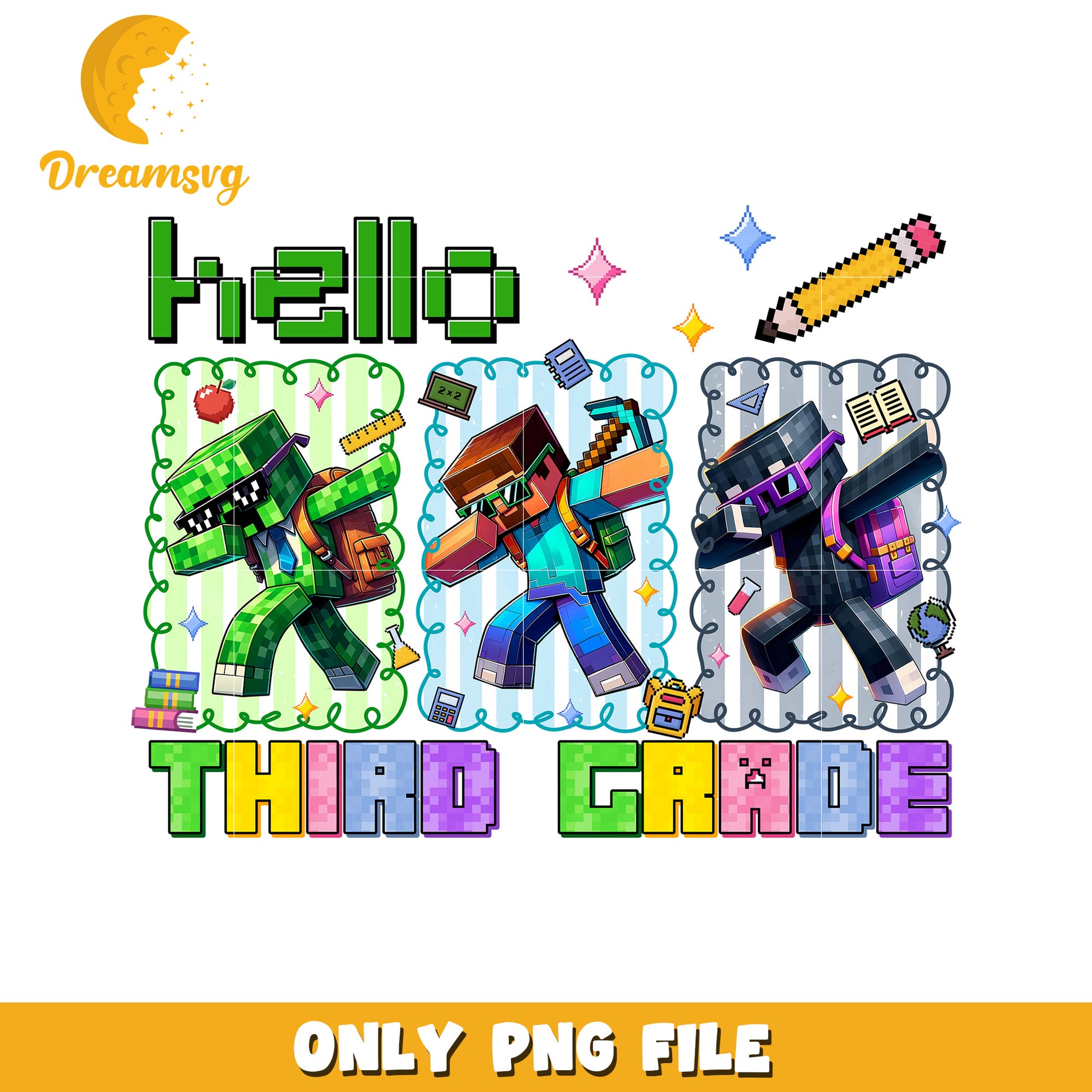 Hello third grade png, minecraft movies png, minecraft characters png