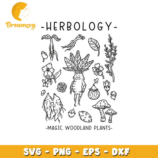 Herbology magic woodlands plants svg, plant svg, outline svg