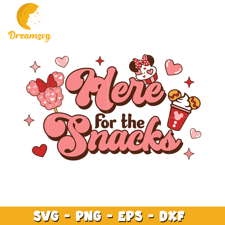 Here for the Snacks Cute SVG Design for Food Lovers and Kids